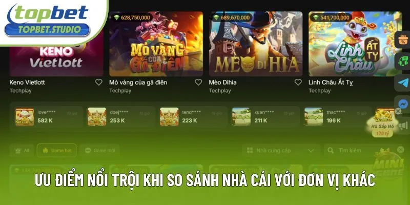 Ưu điểm nổi trội khi so sánh nhà cái với đơn vị khác Ưu điểm nổi trội khi so sánh nhà cái với đơn vị khác